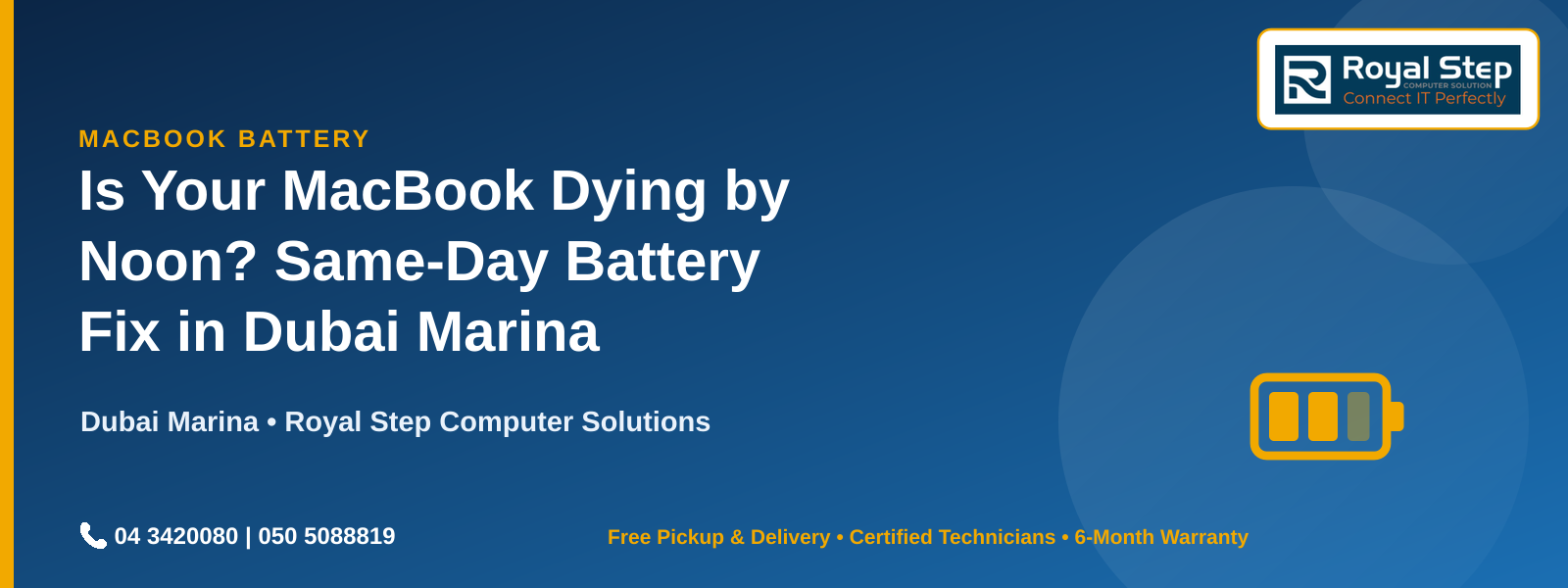 Is Your MacBook Dying by Noon? Same-Day Battery Fix in Dubai Marina
